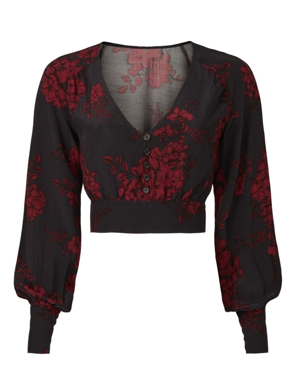 MARISSA WEBB LONG SLEEVE BUTTON DOWN Dark Blue AND RED FLORAL TOP